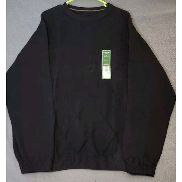 Vintage‎ David Taylor Knit Sweater Mens Sz Large Black Argyle Cotton Y2K NWT - Picture 1 of 9